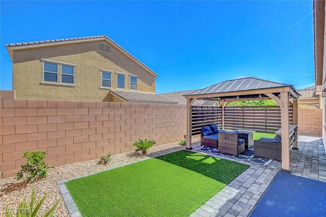 248 Windmill Croft Dr, Las Vegas, NV 89148 - fenced backyard with an outdoor living space, a gazebo, and a patio