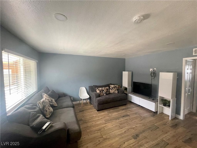 501 S Maryland Pkwy Unit C17, Las Vegas, NV 89101 - living room with a textured ceiling, wood finished floors, and baseboards