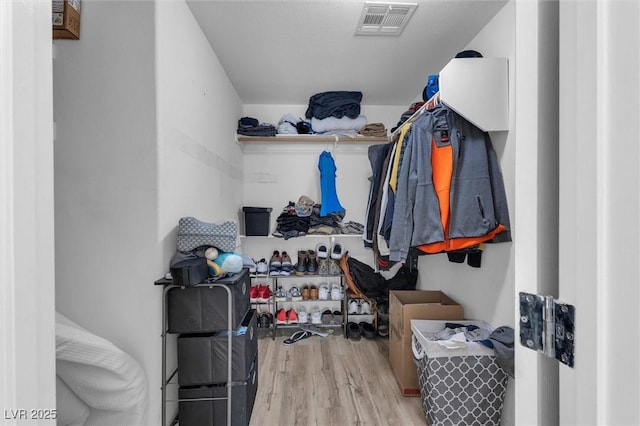 walk in closet featuring wood finished floors