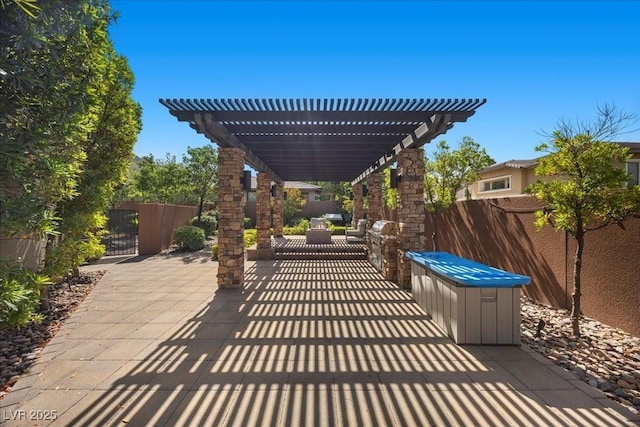 10470 Dove Meadow Way, Las Vegas, NV 89135 - view of patio / terrace featuring a pergola and an outdoor living space