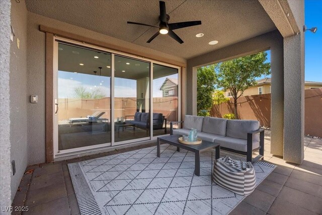 10470 Dove Meadow Way, Las Vegas, NV 89135 - view of patio with a ceiling fan and outdoor lounge area