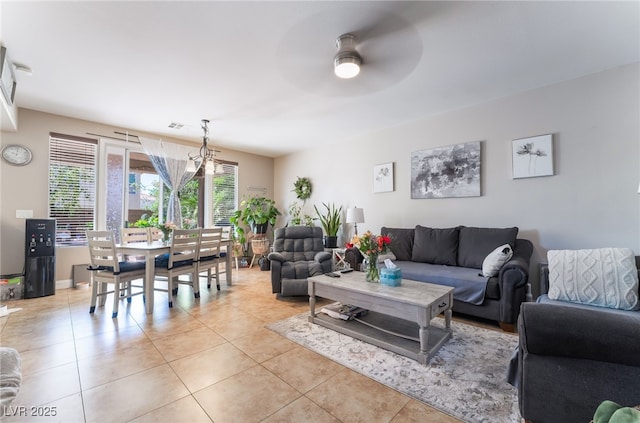 9513 Perennial View Ave, Las Vegas, NV 89148 - living room featuring light tile patterned flooring and ceiling fan