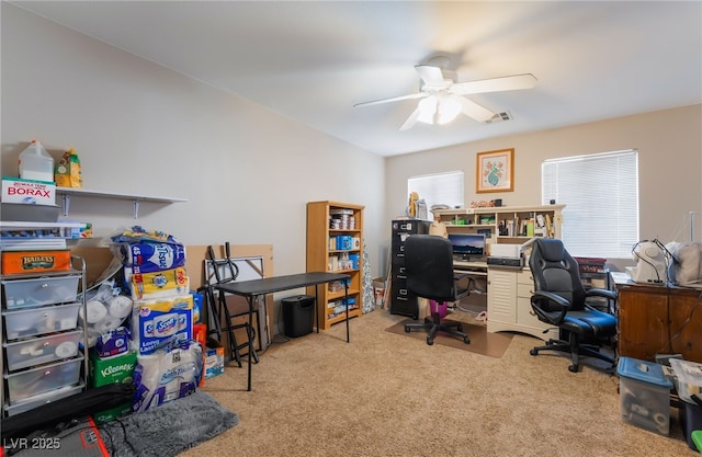 9513 Perennial View Ave, Las Vegas, NV 89148 - office featuring a ceiling fan and light colored carpet