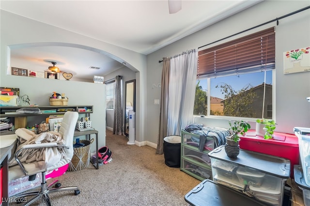 9513 Perennial View Ave, Las Vegas, NV 89148 - office area featuring arched walkways and carpet