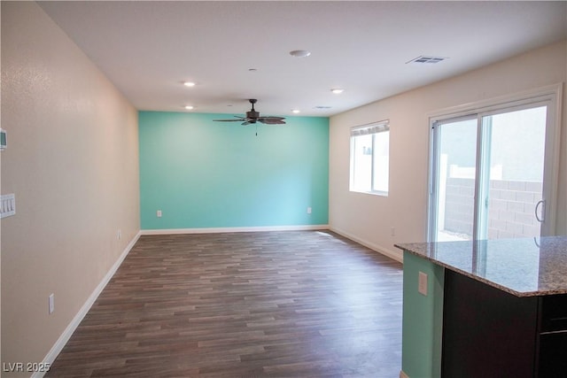 2761 Frosted Teal Ave, North Las Vegas, NV 89086 - empty room featuring dark wood finished floors, ceiling fan, baseboards, and recessed lighting
