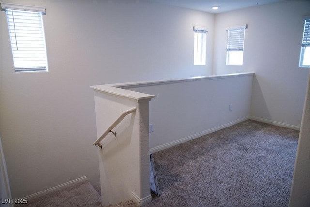 below grade area with carpet and baseboards