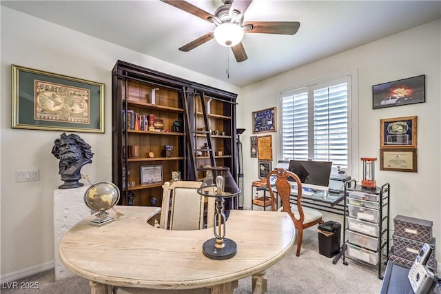 8269 Skye Peak St, Las Vegas, NV 89166 - home office featuring carpet, a ceiling fan, and baseboards