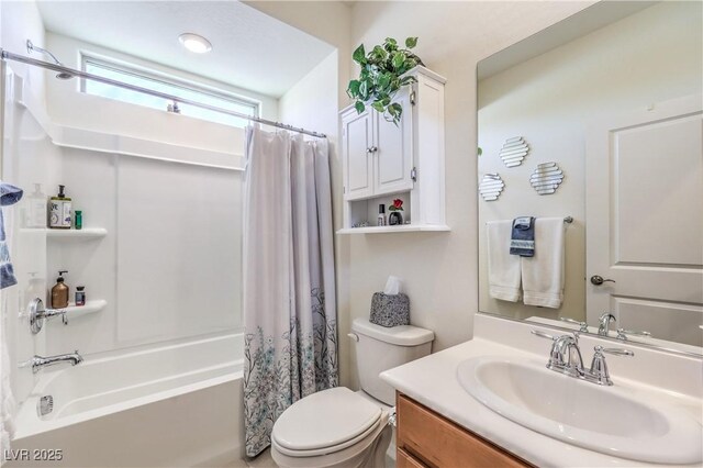 8269 Skye Peak St, Las Vegas, NV 89166 - bathroom featuring shower / tub combo, toilet, and vanity