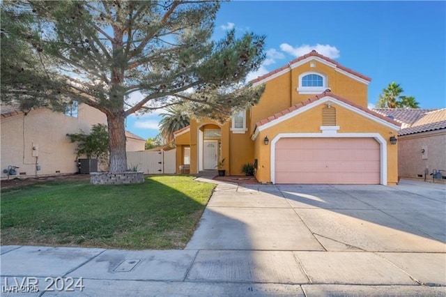 4209 Glass Lantern Dr, North Las Vegas, NV 89032 - mediterranean / spanish house with concrete driveway, stucco siding, and a tiled roof