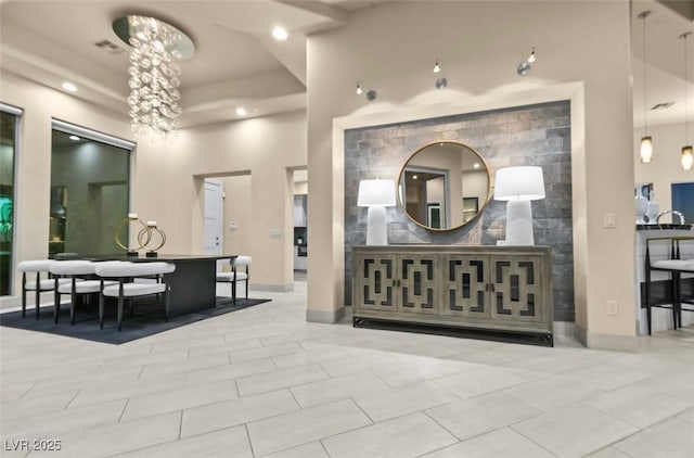 1228 Stellar Rim Ct, Henderson, NV 89012 - living room featuring recessed lighting, a chandelier, and baseboards