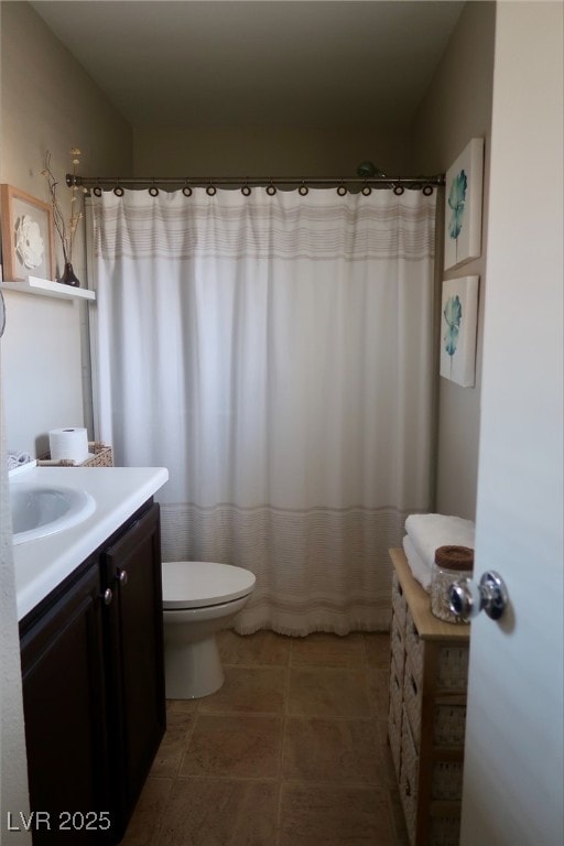 7257 Early Pioneer Ave, Las Vegas, NV 89129 - full bathroom with vanity, toilet, and a shower with shower curtain