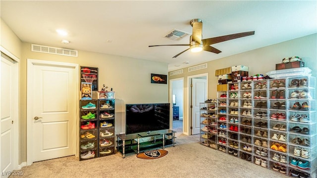 8021 Adelaide Hills St, Las Vegas, NV 89113 - living area with carpet and a ceiling fan