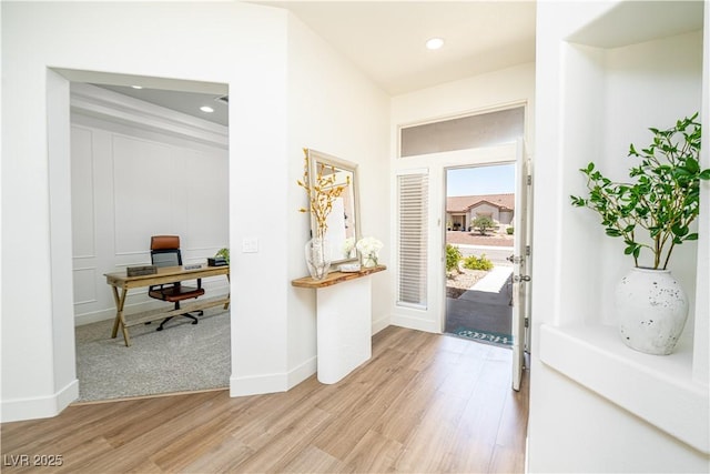 10301 Coal Creek Pl, Las Vegas, NV 89134 - entrance foyer with light wood-style flooring, recessed lighting, and french doors