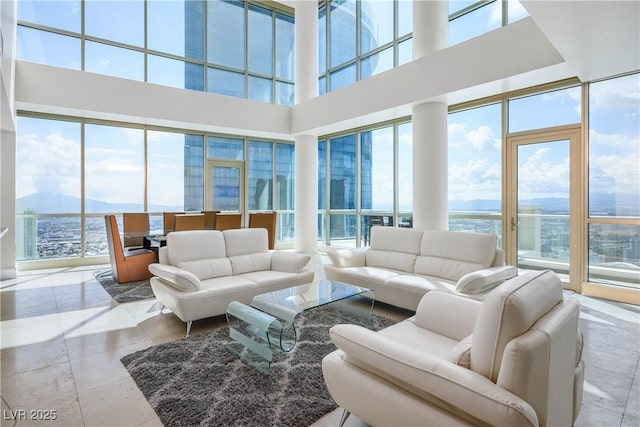 2700 S Las Vegas Blvd Unit 4305, Las Vegas, NV 89109 - living area with a high ceiling and tile patterned floors