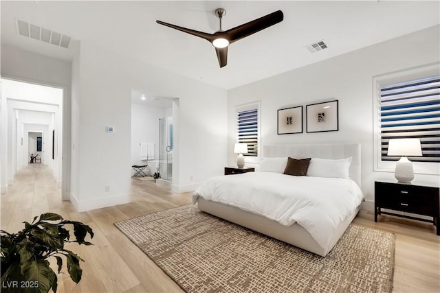 11895 Skyline Arch Ct, Las Vegas, NV 89138 - bedroom with light wood-style flooring, baseboards, and ceiling fan