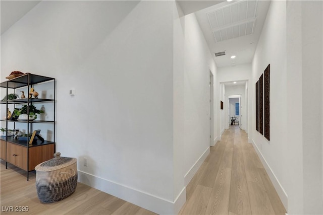 11895 Skyline Arch Ct, Las Vegas, NV 89138 - hall with light wood-style flooring, baseboards, and recessed lighting