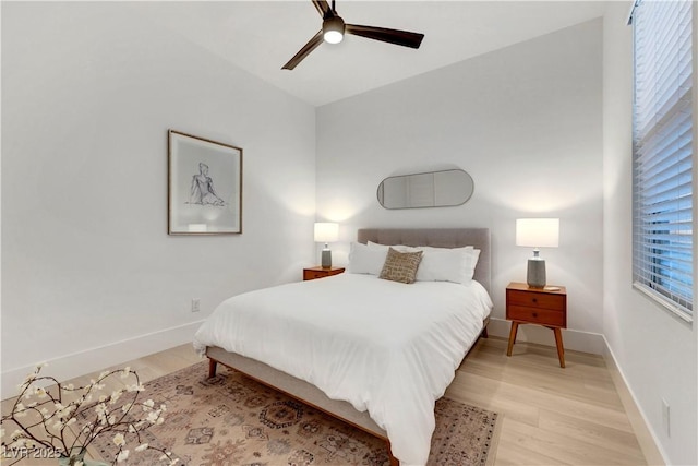 11895 Skyline Arch Ct, Las Vegas, NV 89138 - bedroom featuring light wood finished floors, baseboards, and ceiling fan