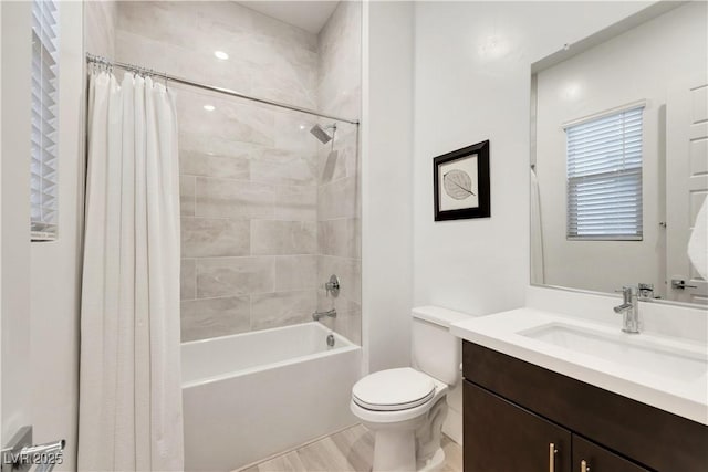 11895 Skyline Arch Ct, Las Vegas, NV 89138 - full bath featuring toilet, shower / bathtub combination with curtain, and vanity