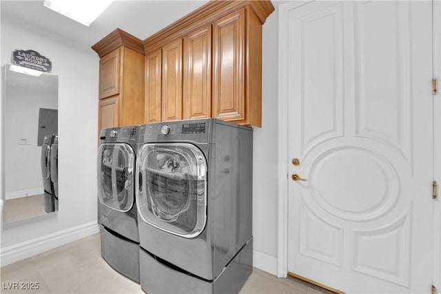 807 Canyon Greens Dr, Las Vegas, NV 89144 - laundry area with washer and clothes dryer, cabinet space, and baseboards