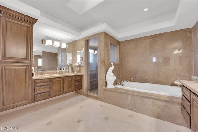 807 Canyon Greens Dr, Las Vegas, NV 89144 - full bath with vanity, a bath, and a shower stall