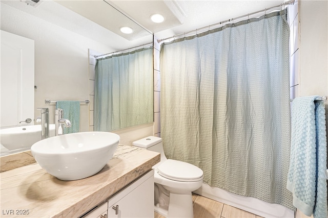 5449 Desert Spring Rd, Las Vegas, NV 89149 - bathroom with vanity, toilet, and shower / bath combo with shower curtain
