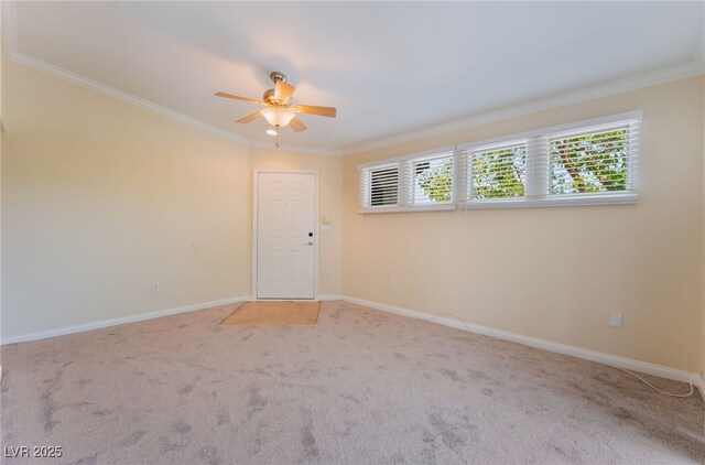 4400 S Jones Blvd Unit 2033, Las Vegas, NV 89103 - carpeted spare room featuring ornamental molding, a ceiling fan, and baseboards