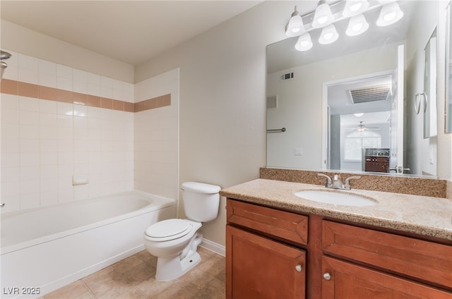 4400 S Jones Blvd Unit 2033, Las Vegas, NV 89103 - full bath featuring vanity, toilet, shower / washtub combination, tile patterned floors, and ceiling fan