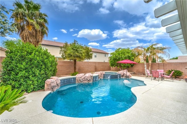 5024 Granite Creek Ct, Las Vegas, NV 89131 - view of pool featuring a fenced backyard, a patio area, and a pool with connected hot tub
