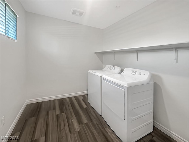 148 Campbelltown Ave, Henderson, NV 89015 - washroom with washing machine and clothes dryer, dark wood-type flooring, and baseboards