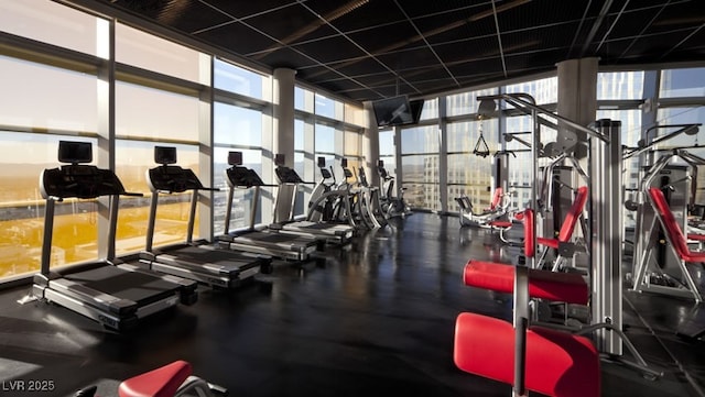 3722 Las Vegas Blvd Unit 2709, Las Vegas, NV 89158 - gym with floor to ceiling windows