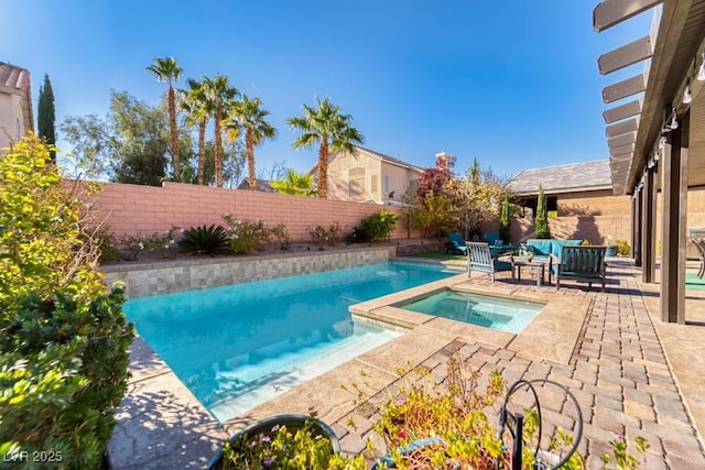 8137 Cape Flattery Ave, Las Vegas, NV 89147 - view of pool with an in-ground hot tub, a fenced backyard, and a patio