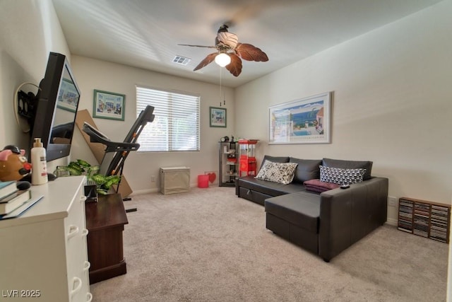 8137 Cape Flattery Ave, Las Vegas, NV 89147 - living room with a ceiling fan, carpet, and baseboards