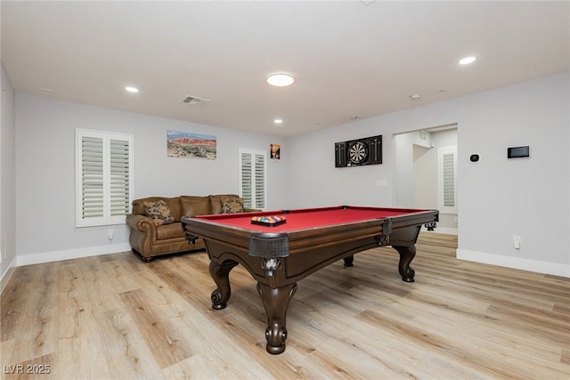 8095 Carpenter Creek Ave, Las Vegas, NV 89113 - playroom featuring light wood-type flooring, billiards table, baseboards, and recessed lighting