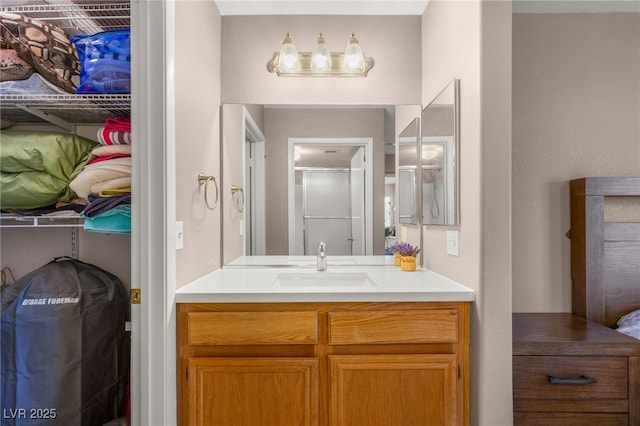 3125 N Buffalo Dr Unit 1103, Las Vegas, NV 89128 - bathroom featuring vanity and a shower with shower door