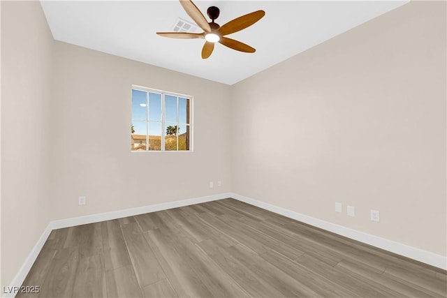 177 Rocky Star St, Henderson, NV 89012 - empty room featuring a ceiling fan, wood finished floors, and baseboards