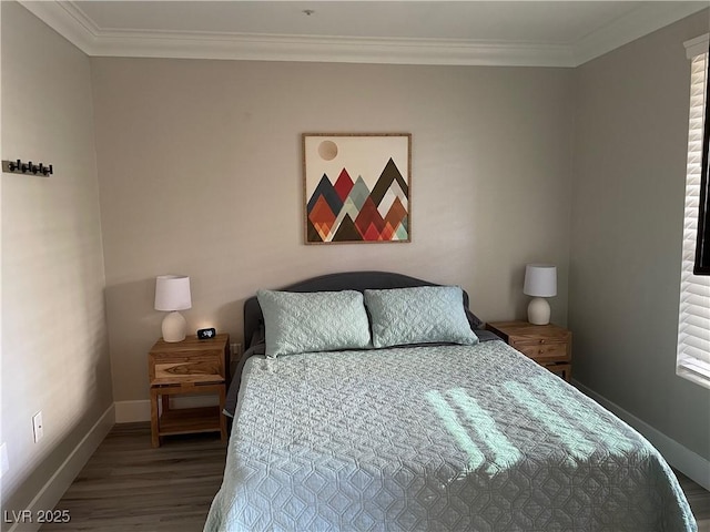 260 E Flamingo Rd Unit 228, Las Vegas, NV 89169 - bedroom featuring wood finished floors, baseboards, and ornamental molding