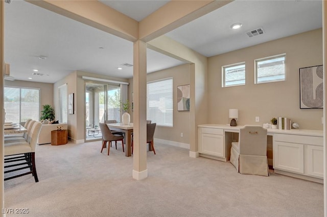 9903 Spinel Pl, Las Vegas, NV 89143 - dining room with light colored carpet, healthy amount of natural light, baseboards, and recessed lighting