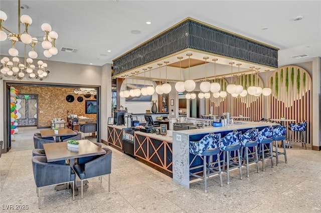 9903 Spinel Pl, Las Vegas, NV 89143 - bar with a chandelier and recessed lighting