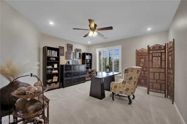 9046 Barium Rock Ave, Las Vegas, NV 89143 - office space featuring light colored carpet, a ceiling fan, and recessed lighting