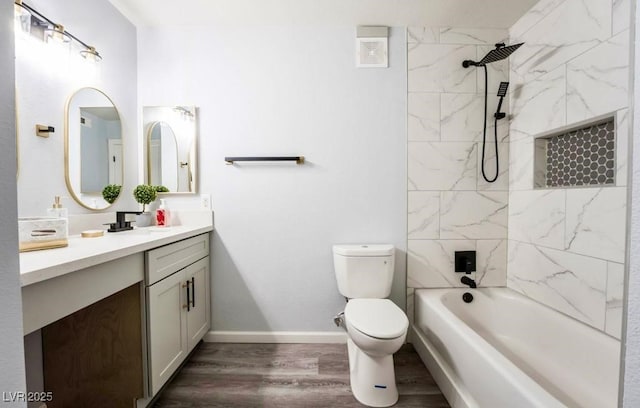 745 N Royal Crest Cir Unit 141, Las Vegas, NV 89169 - full bath with wood finished floors, toilet, vanity, baseboards, and shower / bath combination