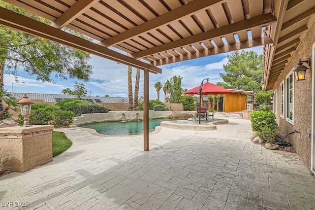 3619 Bixbee Ct, Las Vegas, NV 89129 - fenced backyard with a patio, a pergola, and a hot tub
