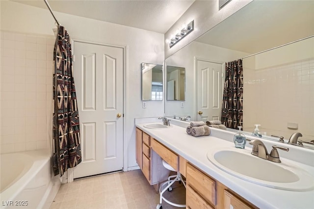 2902 Aztec Lily Ln, Henderson, NV 89074 - bathroom with shower / bath combination with curtain and double vanity