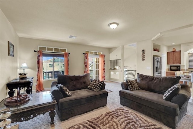 view of carpeted living area