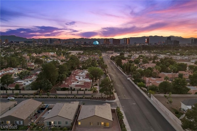 3706 Etendre Ct, Las Vegas, NV 89121 - aerial view at dusk of a city view and a mountain view