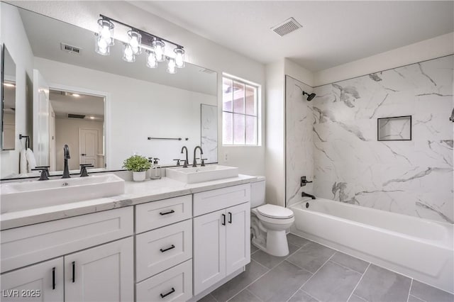 3065 Blue Monaco St, Las Vegas, NV 89117 - bathroom with double vanity, shower / bath combination, and marble finish floors