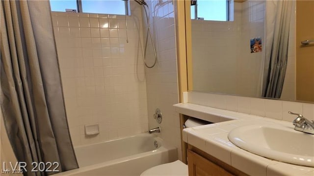 1211 Silver Knoll Ave, Las Vegas, NV 89123 - full bathroom featuring shower / tub combo, vanity, and toilet