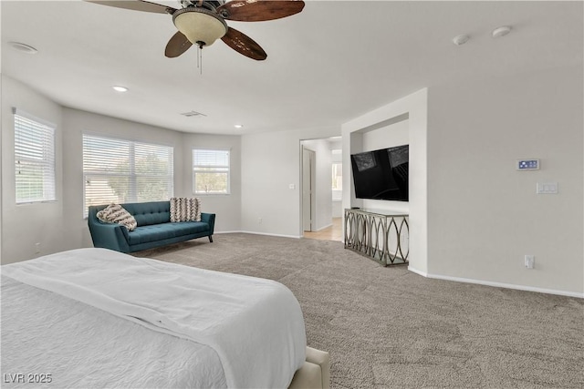 7545 Fontera Ct, Las Vegas, NV 89139 - carpeted bedroom with baseboards and ceiling fan
