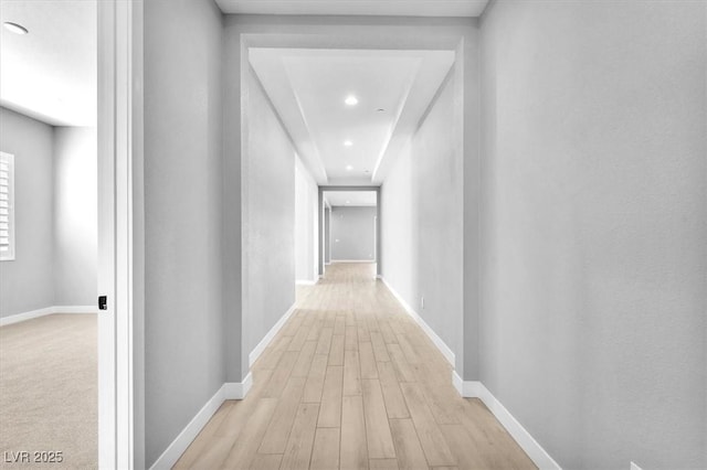 11707 Hatchling Ave, Las Vegas, NV 89138 - hallway featuring light wood-type flooring, baseboards, and recessed lighting