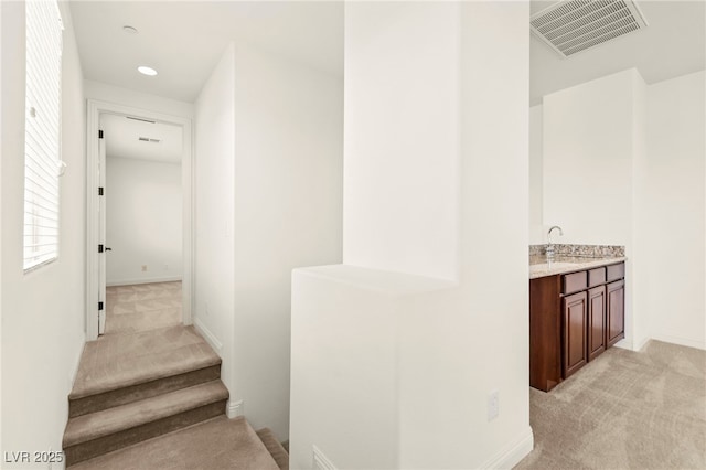 1252 Casa Palermo Cir, Henderson, NV 89011 - stairway with carpet floors and recessed lighting