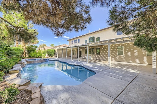 386 Wiseton Ave, Las Vegas, NV 89183 - view of swimming pool with a patio area, a pergola, and a pool with connected hot tub